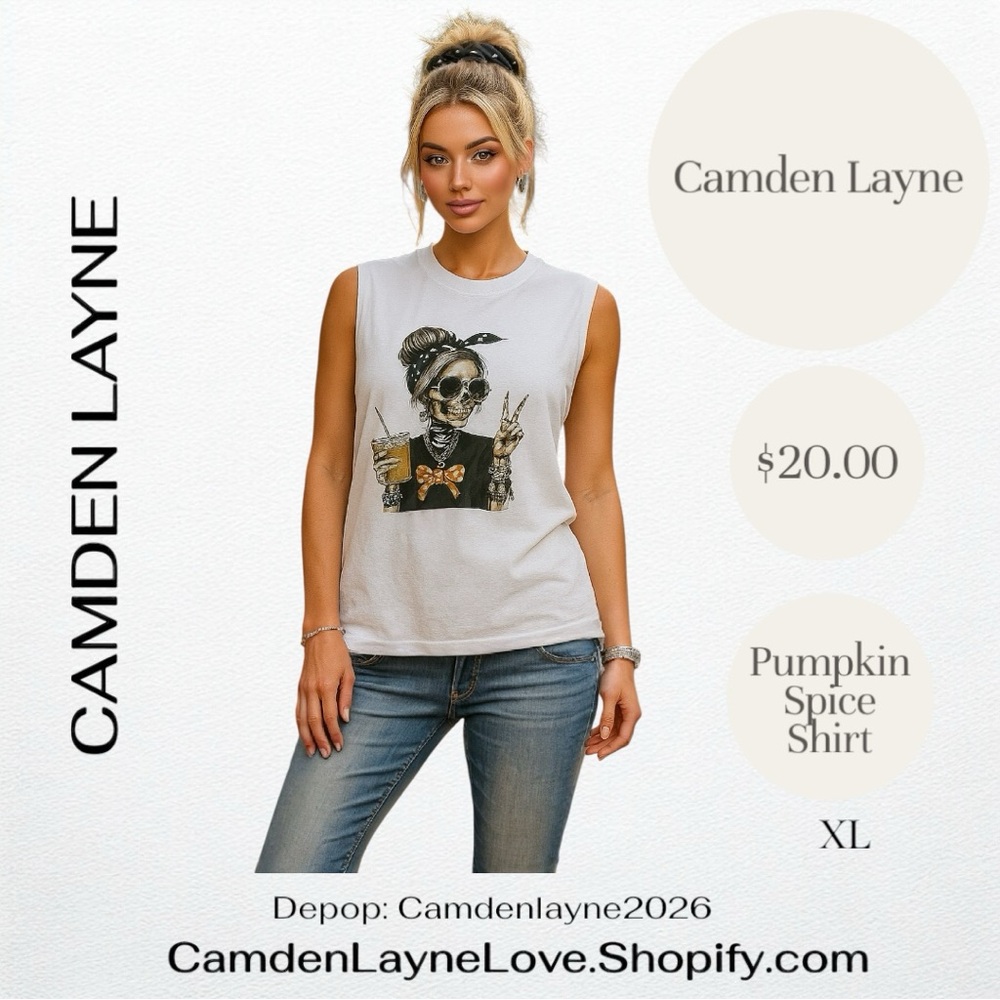 Camden Layne White Skull Graphic Muscle Tee